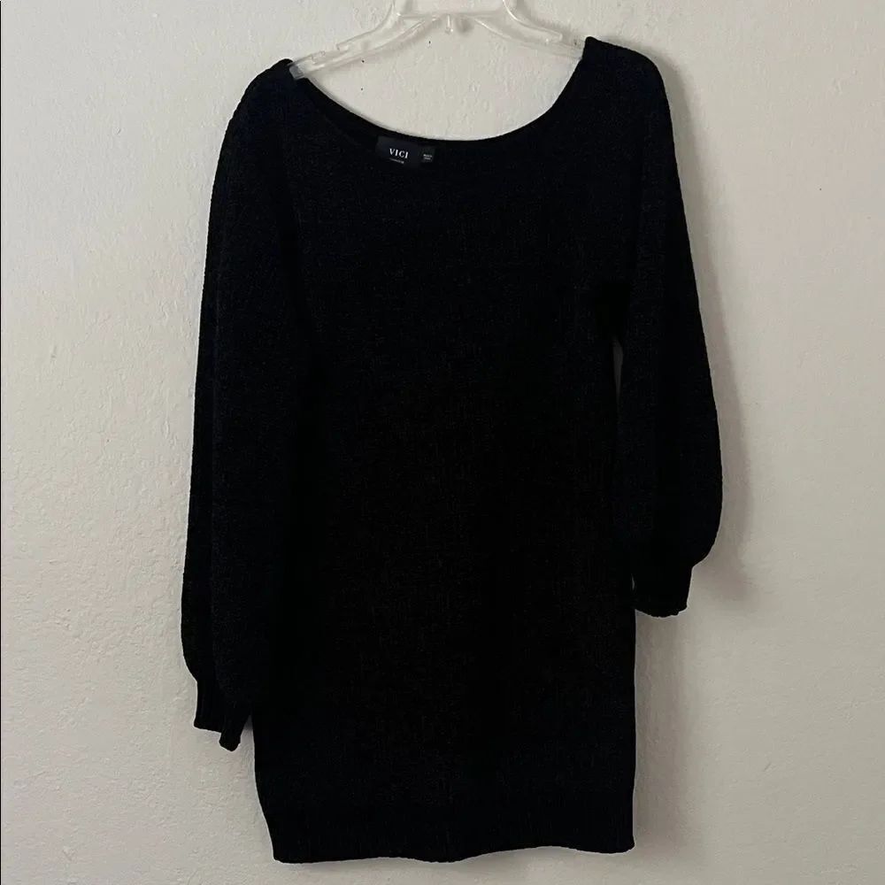 NWOT Vici Soft Knit Mini Sweater Dress in Black in Size M